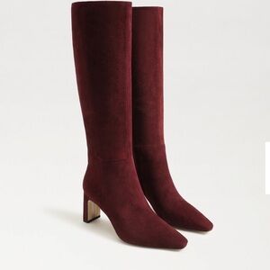 Sam Edelman Sylvia Knee High Boot in French Burgundy Suede